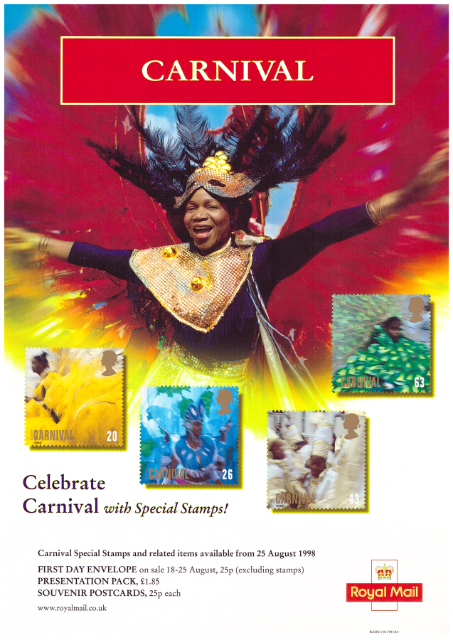 (image for) 1998 Notting Hill Carnival Post Office A4 poster. RMN/331/98/A4.